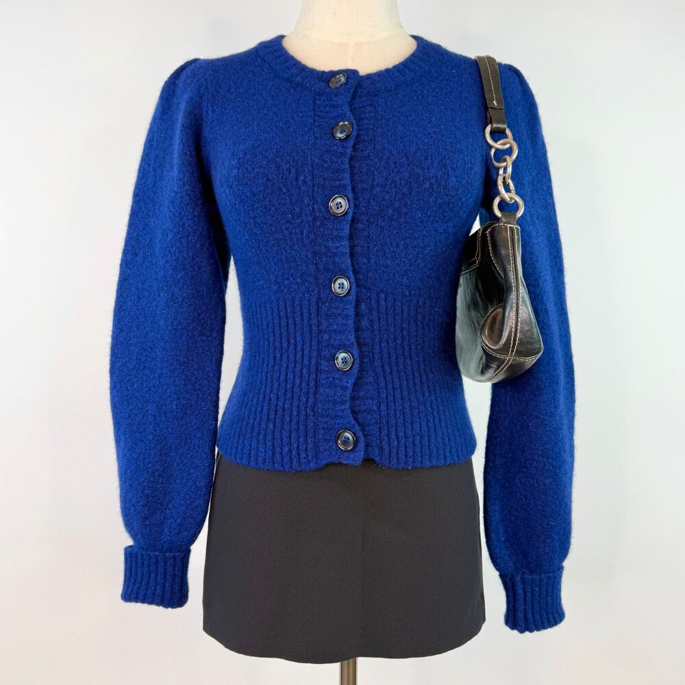 Baum Und Pferdgarten Royal Blue Wool Button Up Cardigan Preppy Academic Size XS